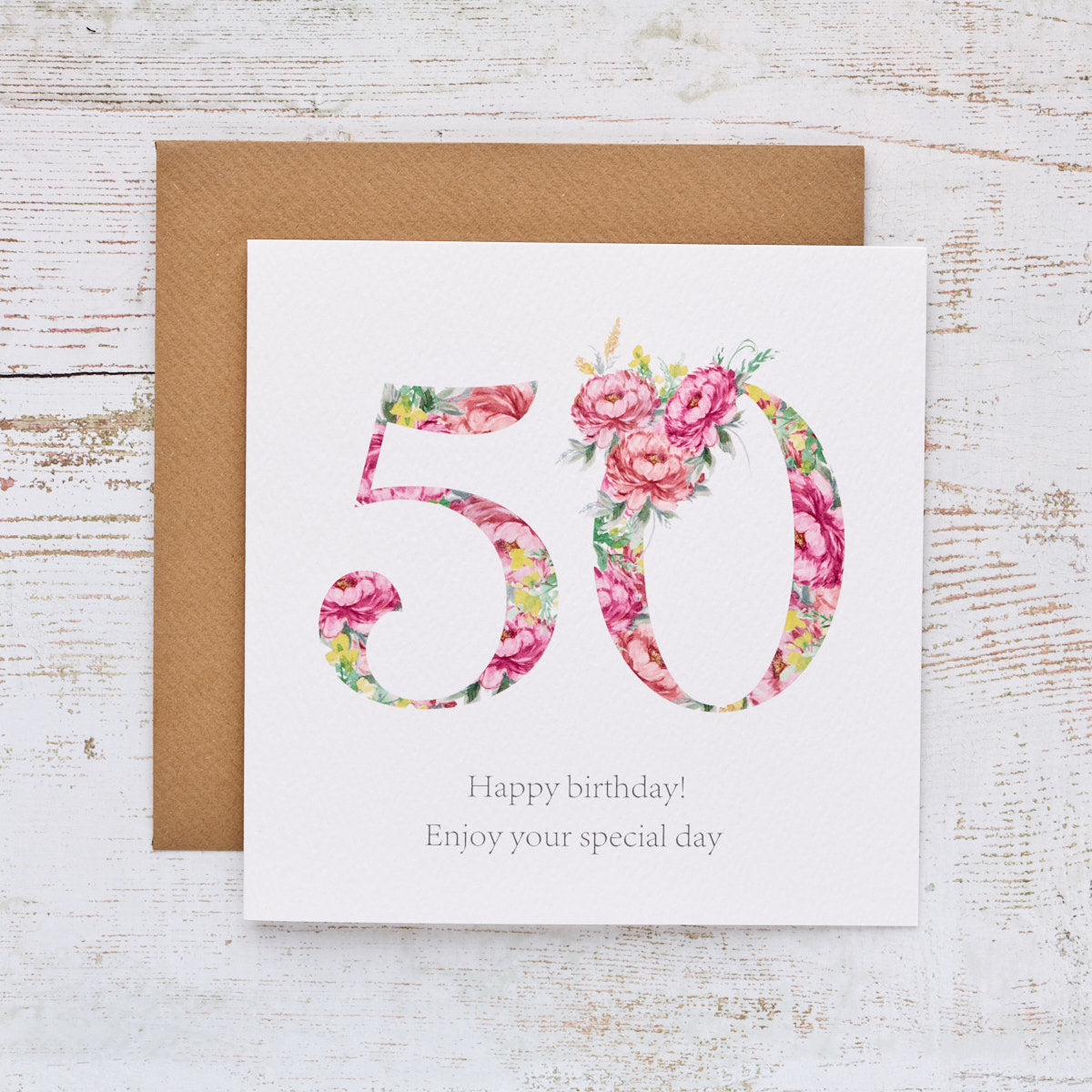 Floral 50th Birthday Card