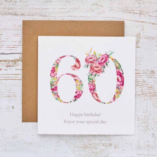 Floral 60th Birthday Card