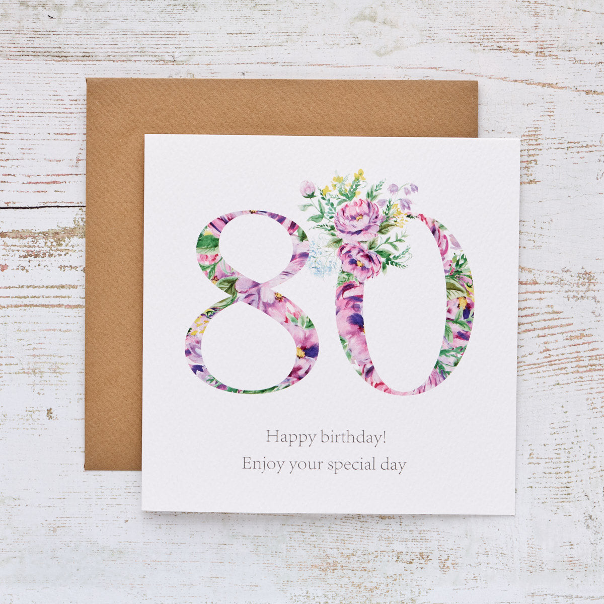 Floral 80th Birthday Card