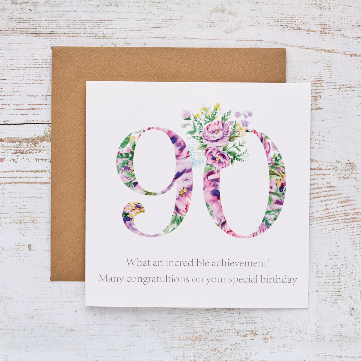 Floral 90th Birthday Card