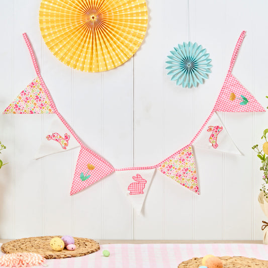 Floral Bunny Bunting with Embroidered Flowers