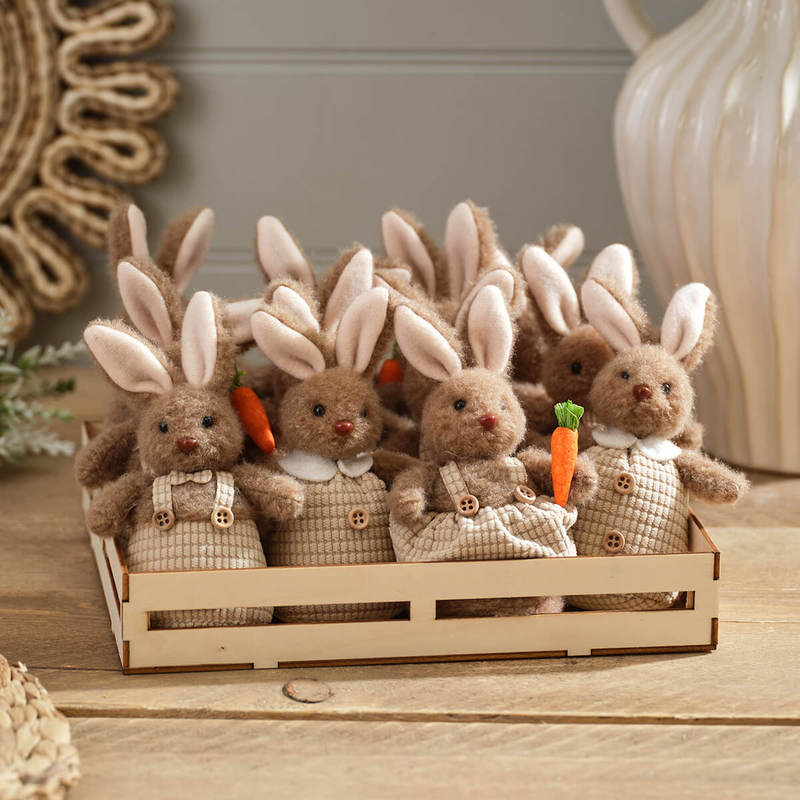 Farmhouse Natural Dressed Standing Bunny