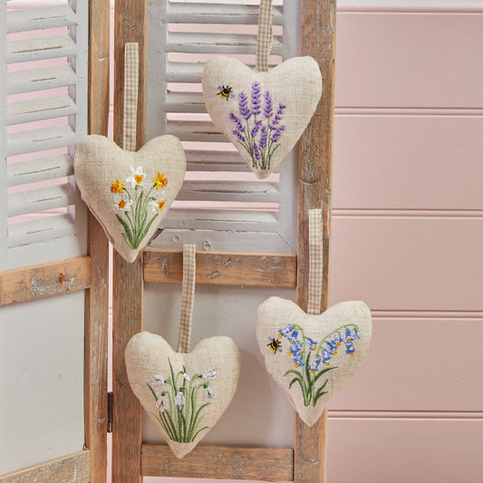 Linen Floral Hanging Heart