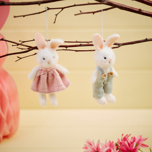 Dressed Plush Fabric Bunny Hanger