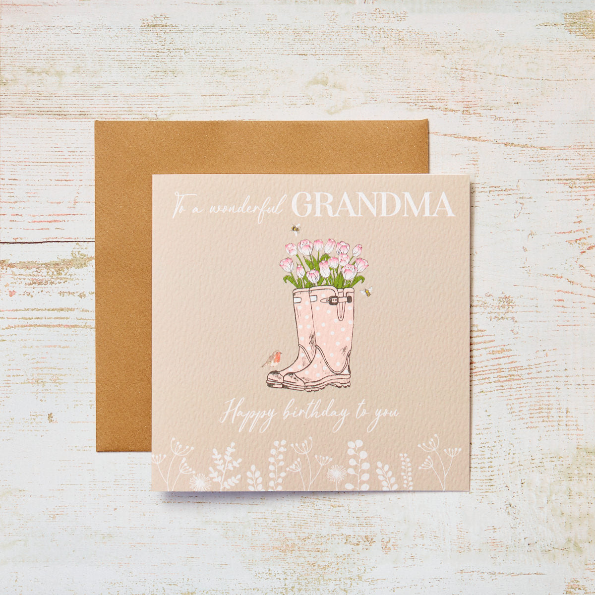 Wonderful Grandma Wellies Birthday Card