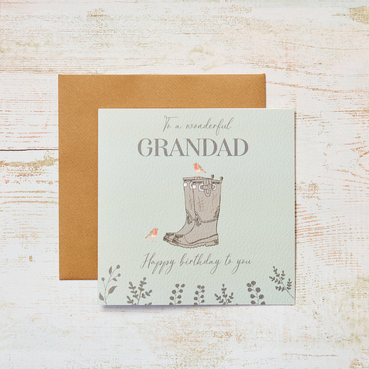 Wonderful Grandad Wellies Birthday Card