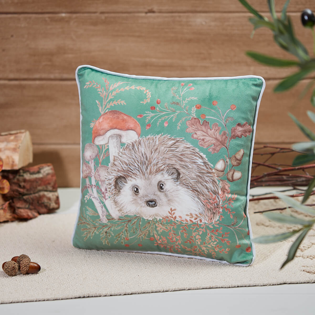 Woodland Rustic Hedgehog Cushion