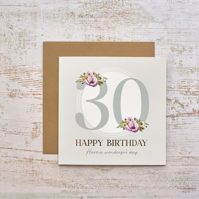 Celebrations 30th Birthday Flowers Foil Card
