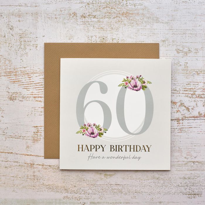 Celebrations 60th Birthday Flowers Foil Card