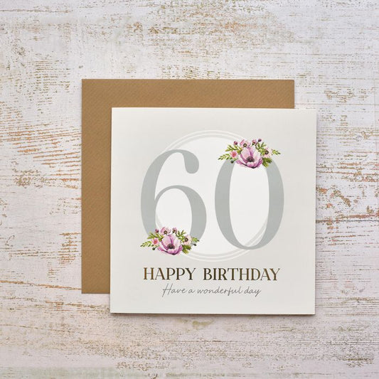 Celebrations 60th Birthday Flowers Foil Card