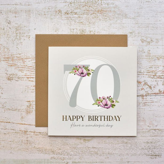 Celebrations 70th Birthday Flowers Foil Card