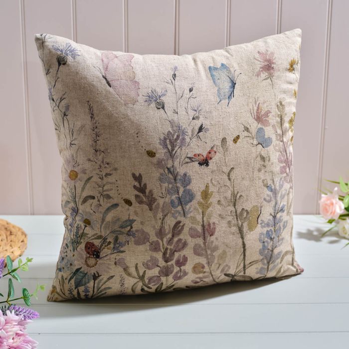Cottage Garden  Foliage & Insects Printed Square Cushion