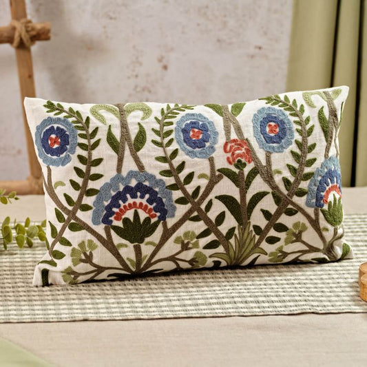 Flourish & Foliage Floral Embroidered Cushion