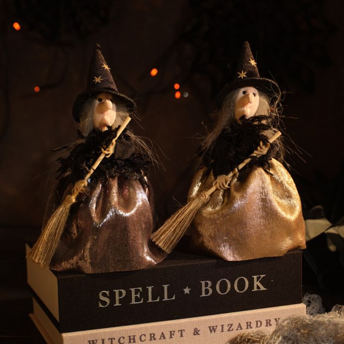 Creepy Cuties Silver & Gold Standing Witch
