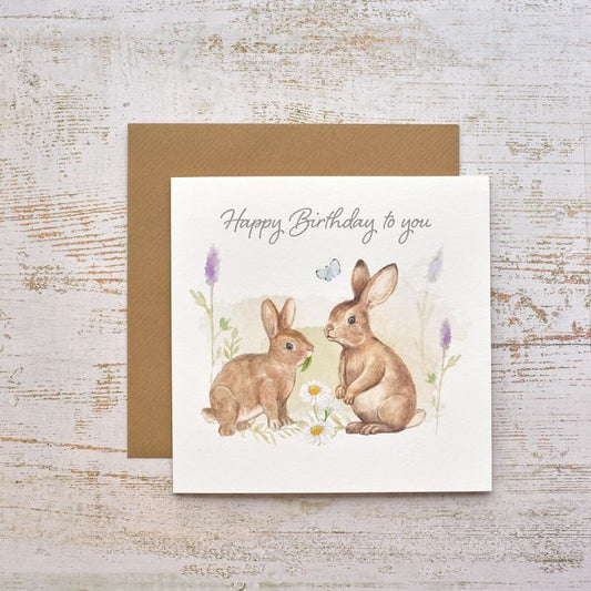 Meadow Fields Happy Birthday Bunny Card