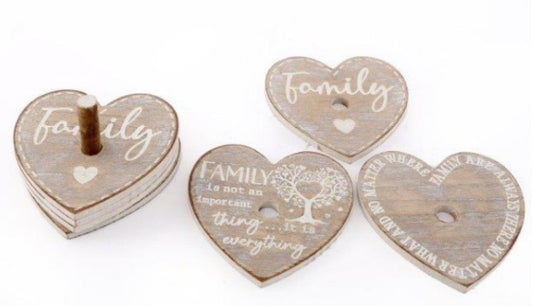 Set of 6 Family Heart Coasters