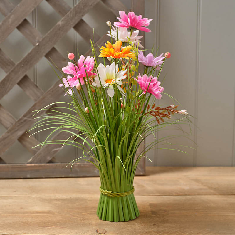 Pink & Orange Flower Standing Grass Bouquet