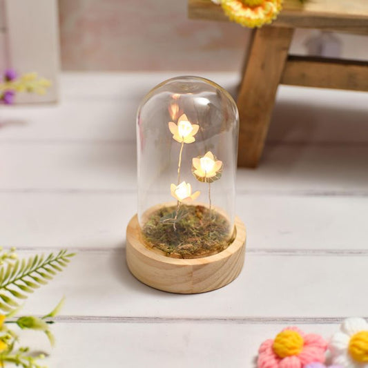 Bright & Beautiful Glass Dome with LED Lotus Leaf Flowers