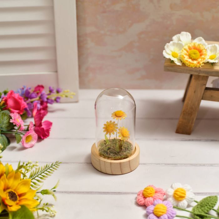 Bright & Beautiful Glass Dome with LED Sunflowers