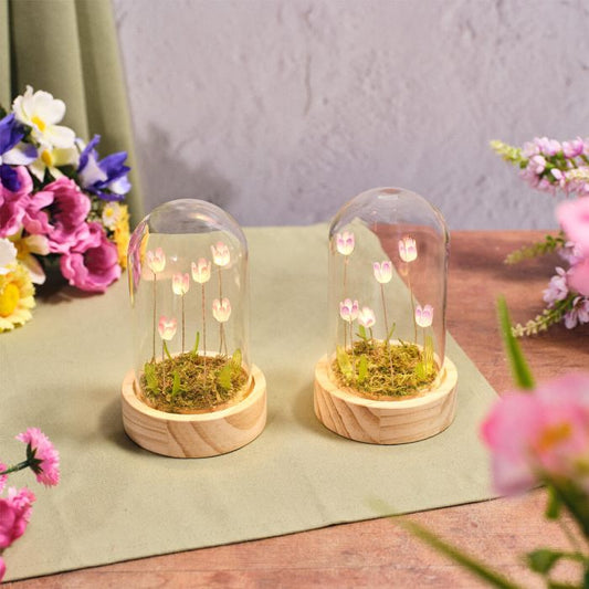 Floral LED Glass Dome Decoration with Tulips