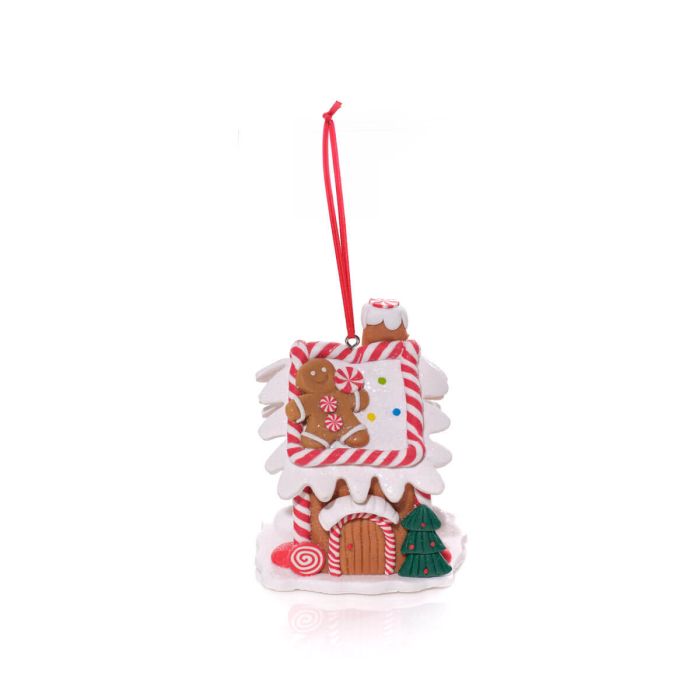 Gingerbread Polymer Clay House Hanger with Tree