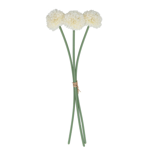 White Mini Ball Chrysanthemum - Bunch of 3
