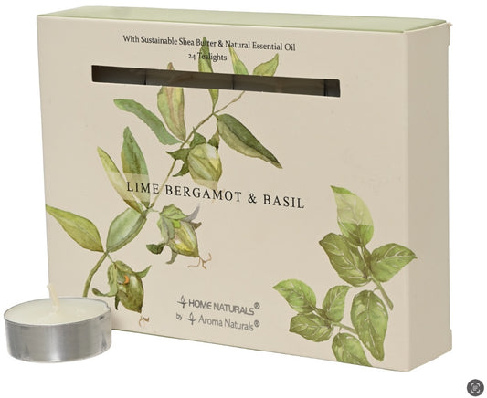 Lime Bergamot & Basil Scented T-Lights