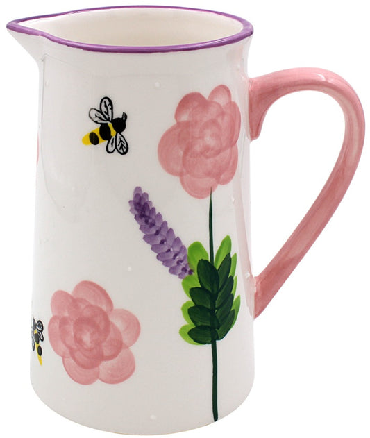 Hand Painted Rose and Bee Jug