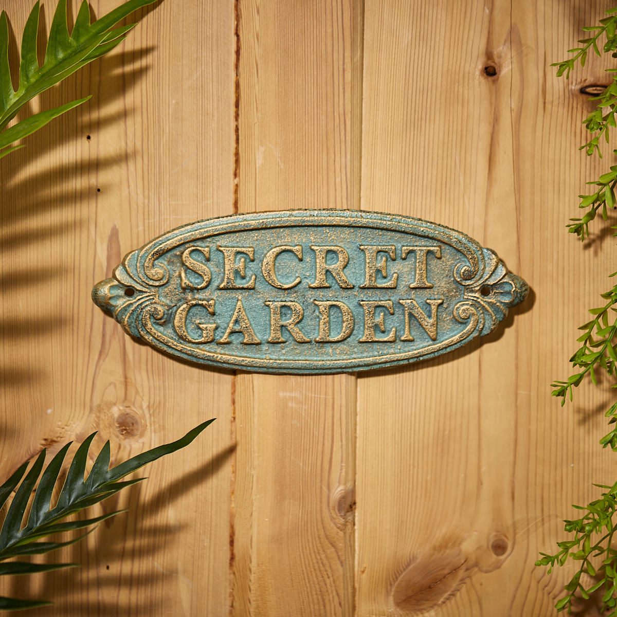 Wrought Iron Verdigris Secret Garden Plaque