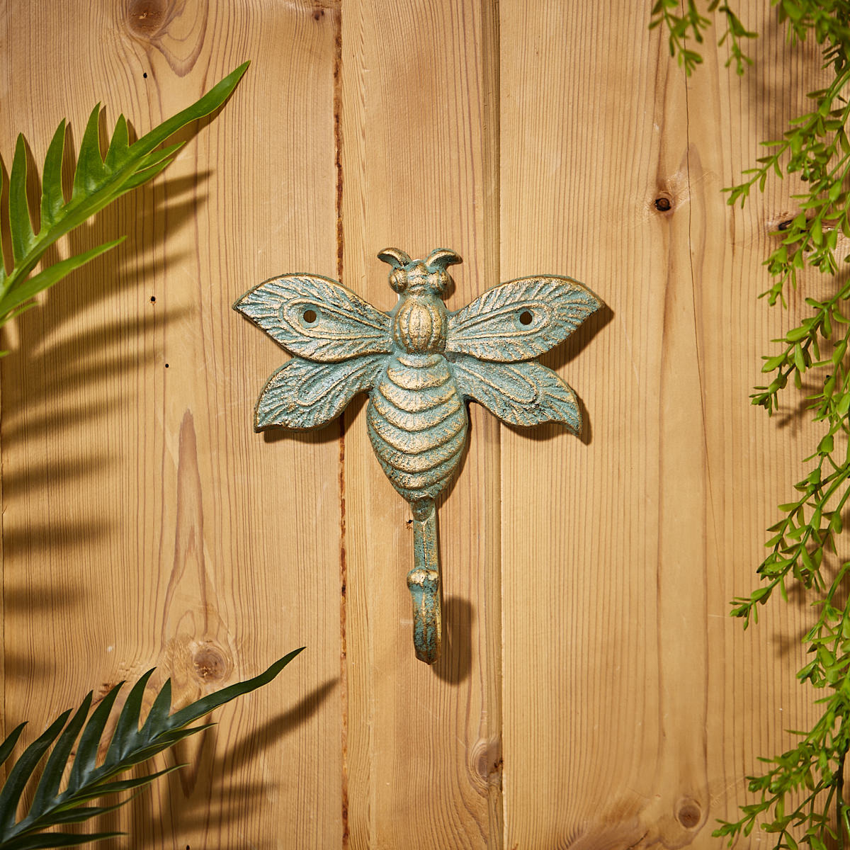 Wrought Iron Verdigris Bee Hook