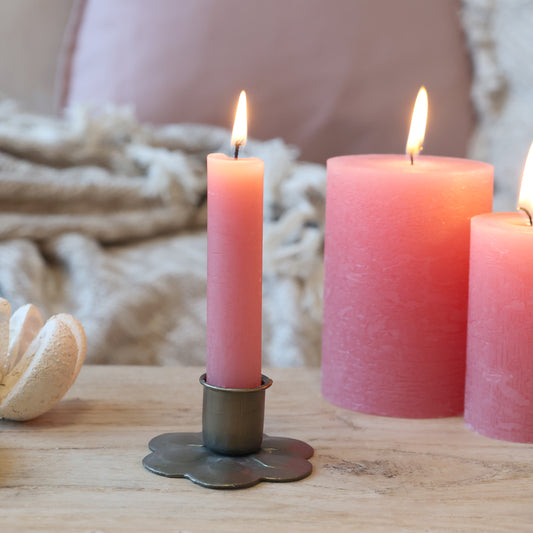 Raspberry Macon Rustic Short Dinner Candles