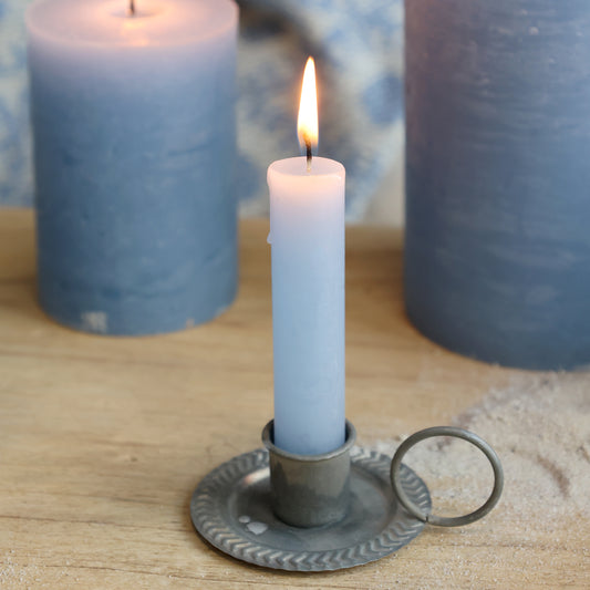 Sky Blue Macon Rustic Short Dinner Candles