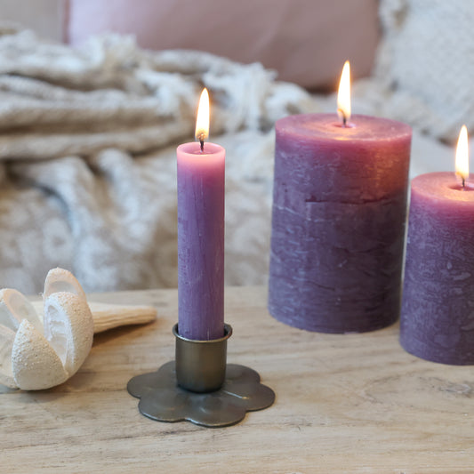 Plum Macon Rustic Short Dinner Candles