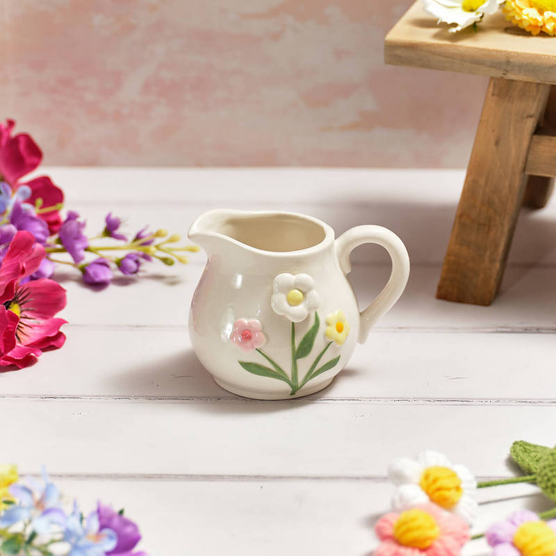 Bright & Beautiful Stoneware Jug with 3D Flower Heads