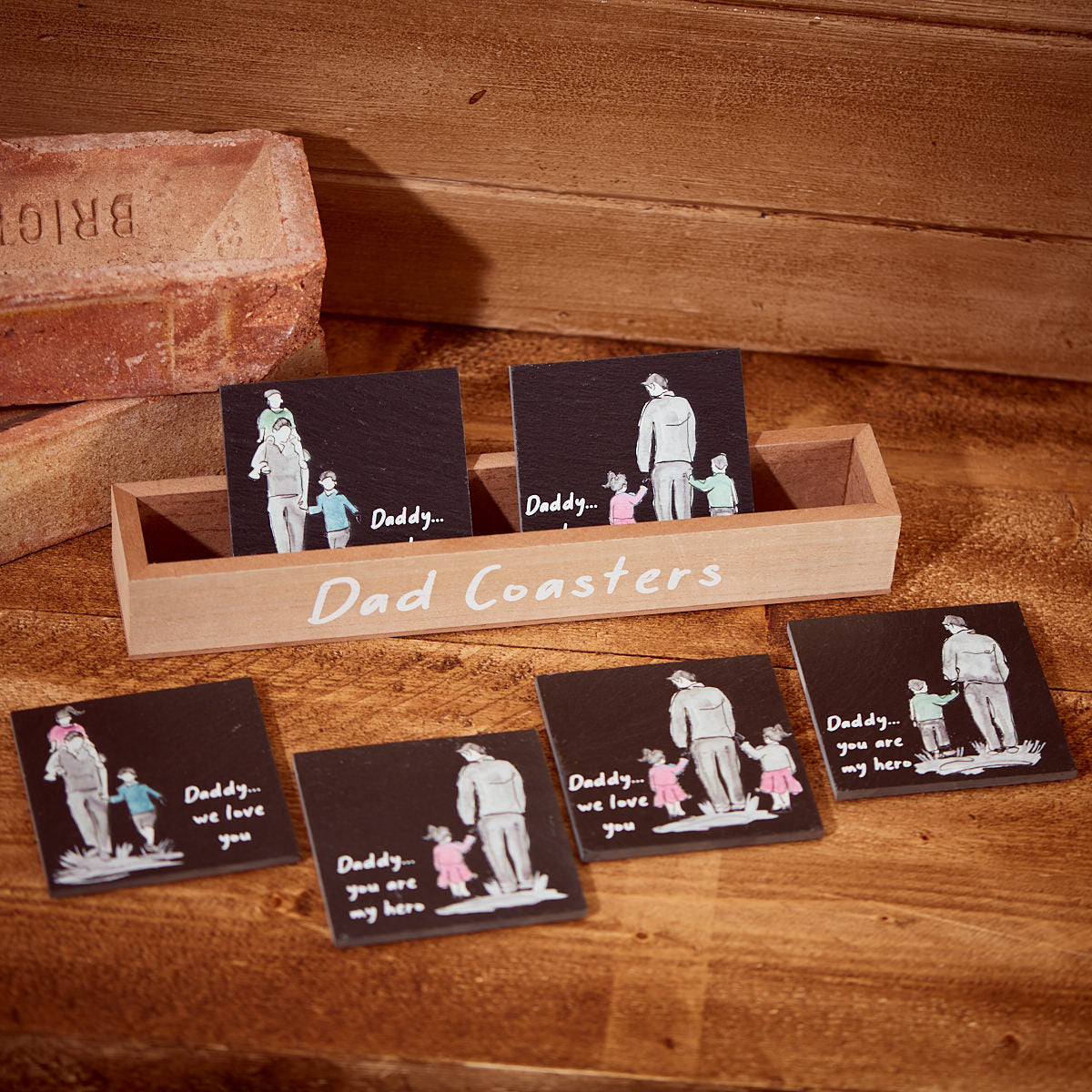 Slate Daddy & Me Coaster