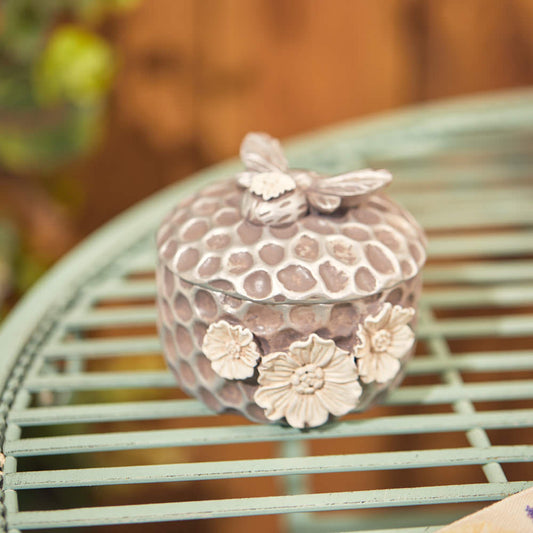 Silver Daisy & Bee Trinket Pot