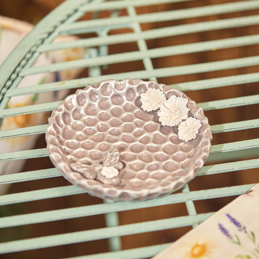 Silver Daisy & Bee Trinket Dish