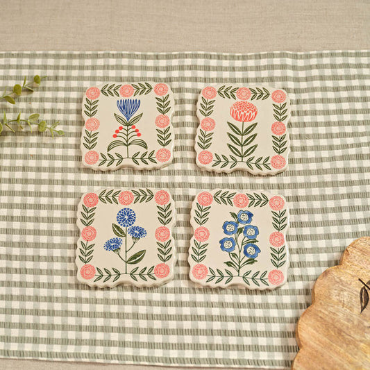 Flourish & Foliage Stoneware Embossed Coaster