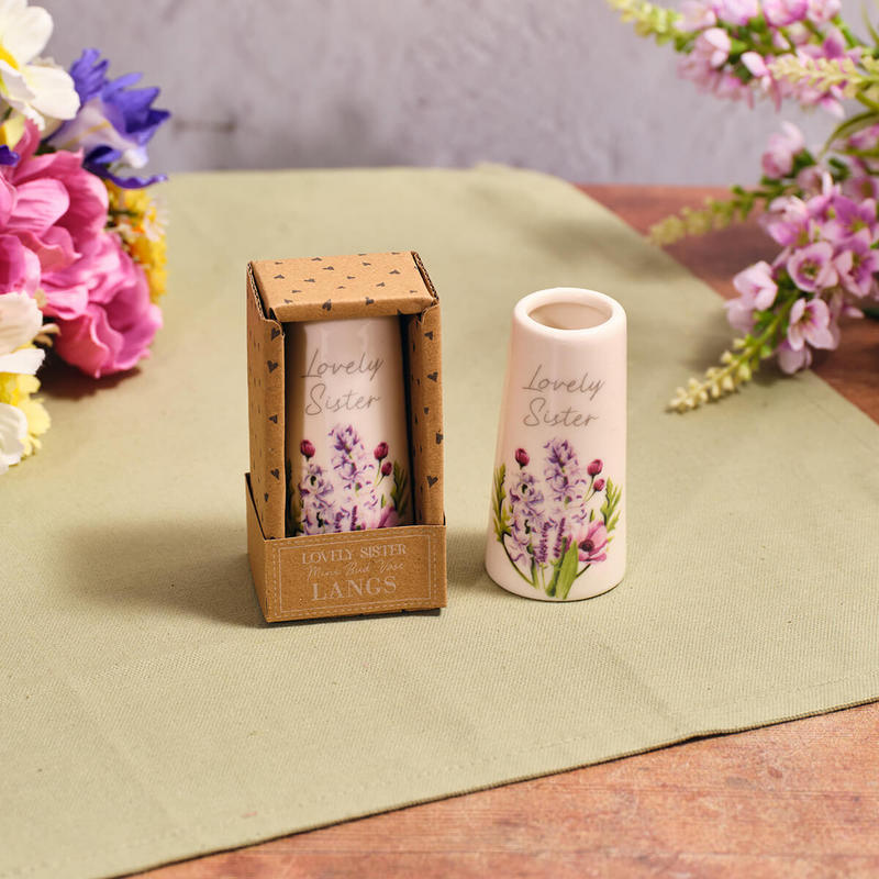 Floral Serenade Stoneware Mini Vase For Sister