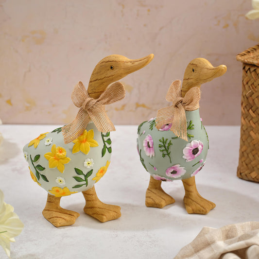 Floral Duck Decoration with Embossed Flowers