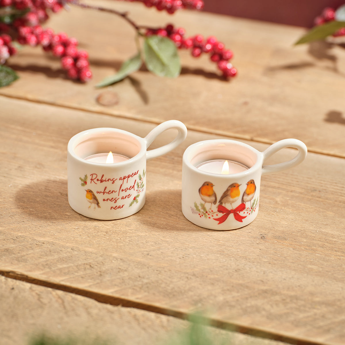 Robin Stoneware T-Light Holder Cup