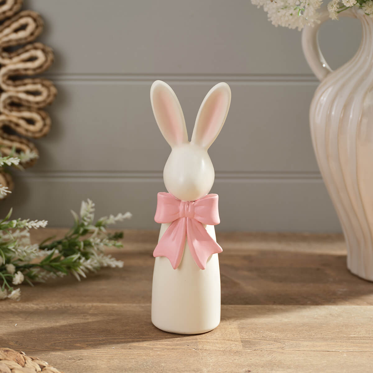 Farmhouse Standing Bunny with Pink Bow Large