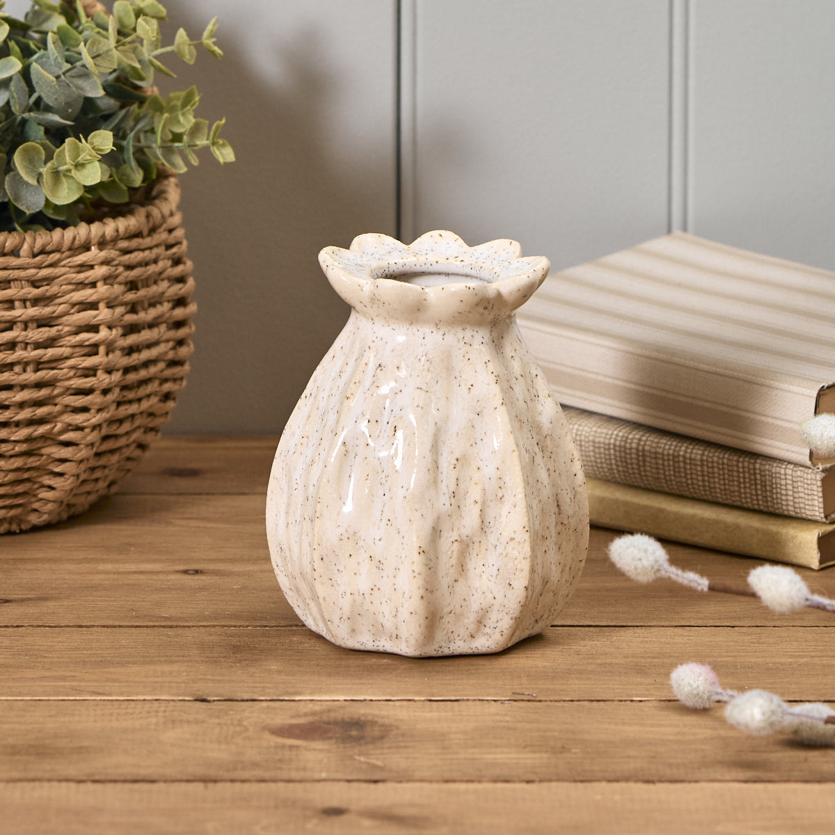 Poppy Seed Textured Ceramic Vase Small