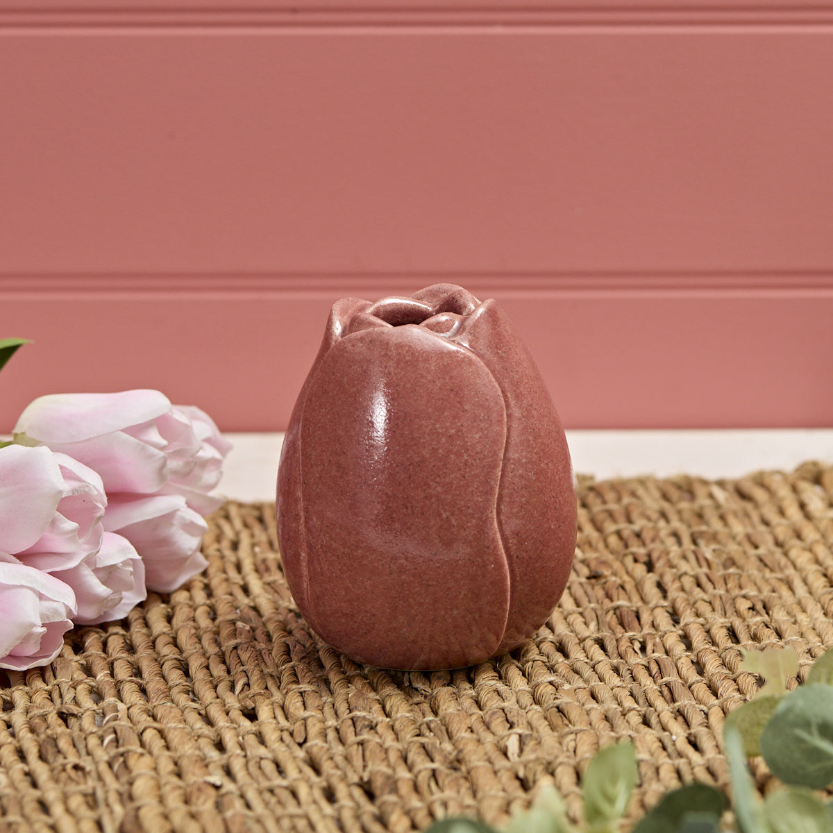 Pink Tulip Ceramic Vase Small