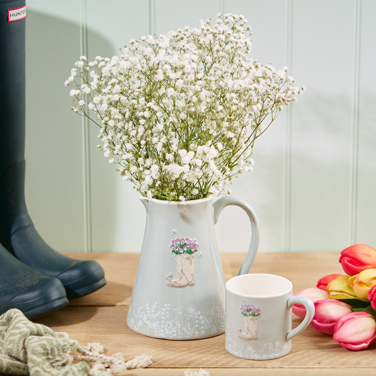 Welly Grey Stoneware Jug