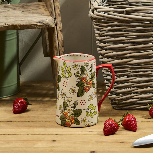 Hand Painted Strawberry Debossed Jug