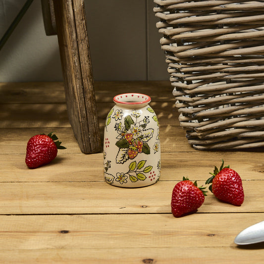 Hand Painted Strawberry Debossed Vase