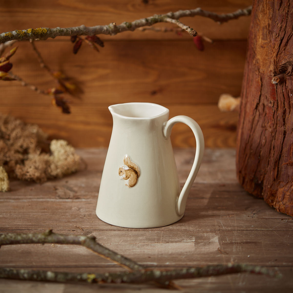 Embossed Squirrel Stoneware Jug