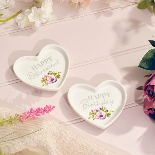 Floral Celebrations Heart Shaped Trinket Dish