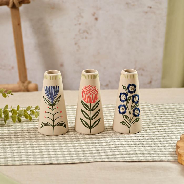 Flourish & Foliage Stoneware Bud Vase
